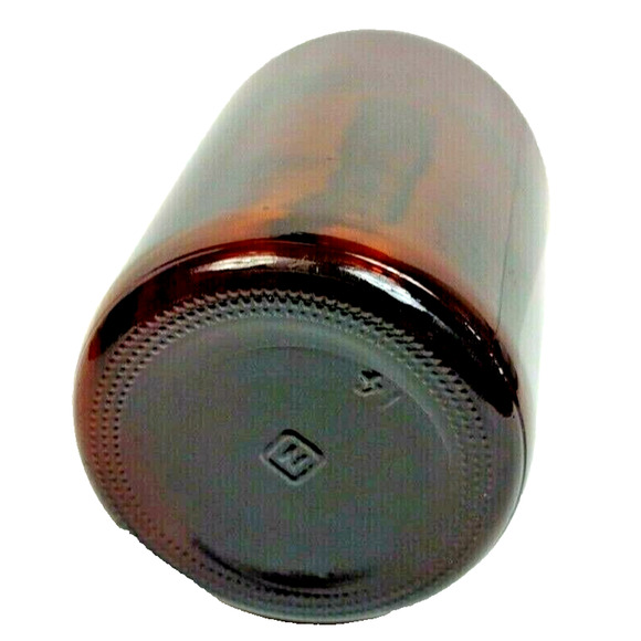 Vintage Quart Amber Glass Jug Finger Loop with Metal Lid Growler Syrup 8.5" - Picture 4 of 7